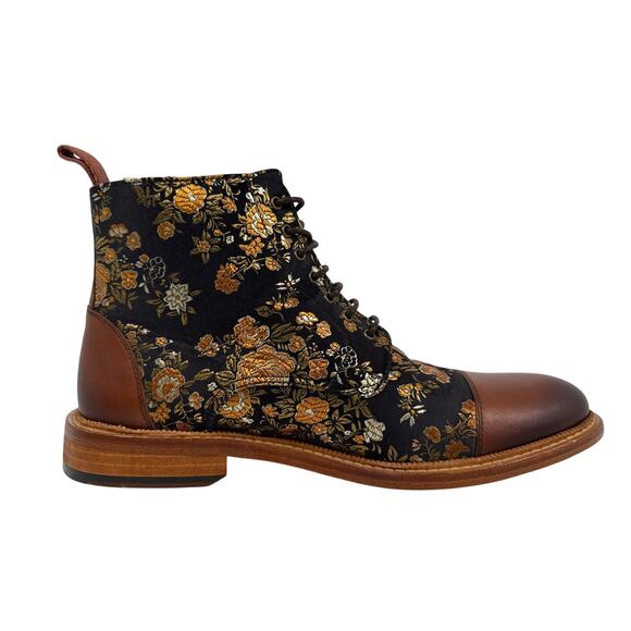 Taft The Jack Floral Boots Cognac Leather Black Eden Jacquard Bold Elevated main image 4